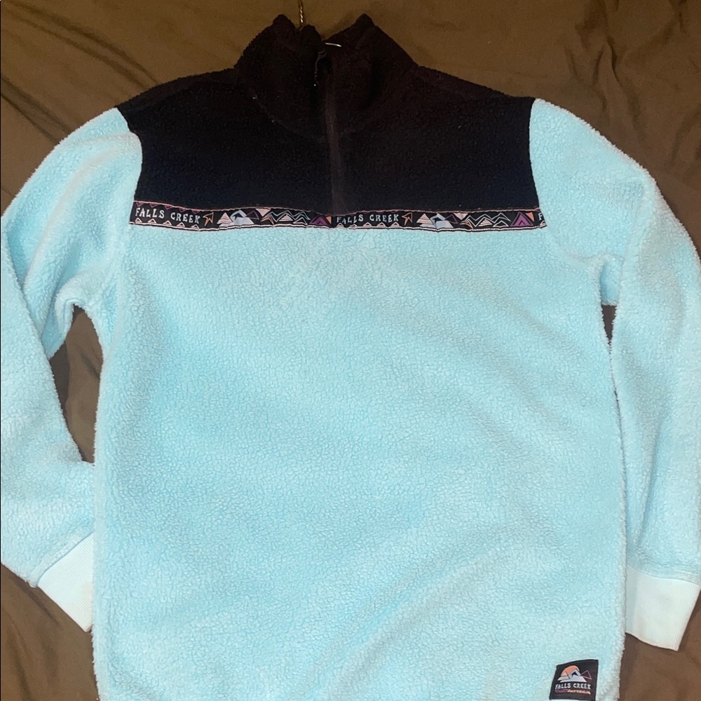 Falls Creek Light Blue and Black Fleece Jacket